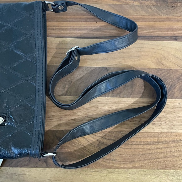 NWT Quilted Black Leather Crossbody Bag Vintage Diamond Stitch Shoulder Purse - Picture 12 of 16